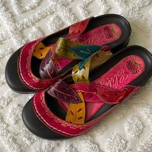 Womens Leather Clogs in bright colors
